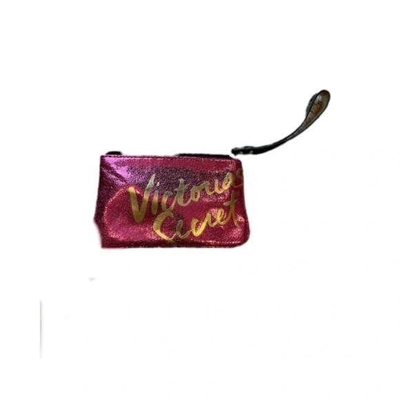 Victoria Secret Metallic Pink Zipper Pouch Keychain - Picture 1 of 4